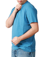 T-SHIRT UOMO MC 2 SAINT BARTH DOVER CELESTE GIROCOLLO CON RICAMO LOGO IN TONO SULLA MANICA