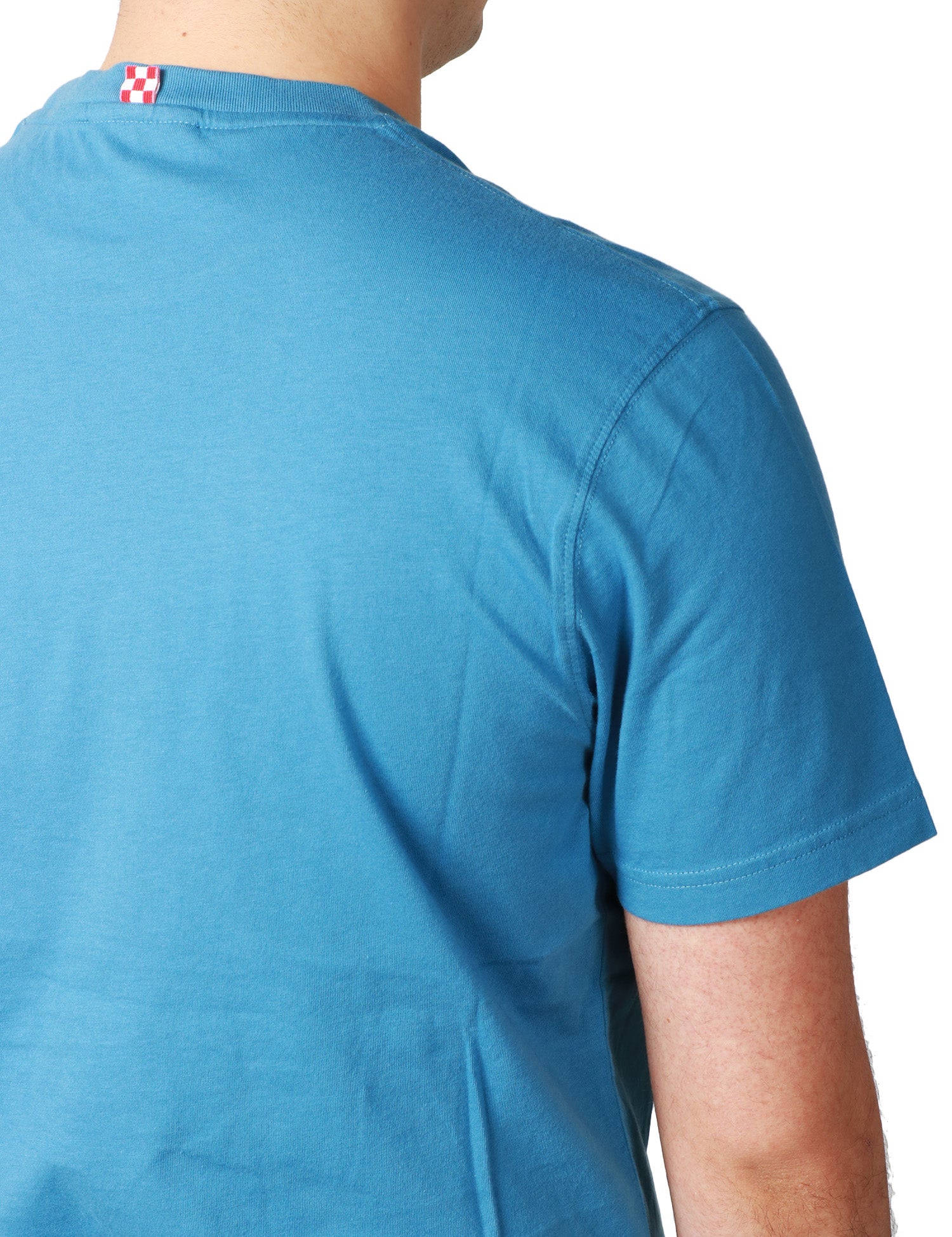 T-SHIRT UOMO MC 2 SAINT BARTH DOVER CELESTE GIROCOLLO CON RICAMO LOGO IN TONO SULLA MANICA