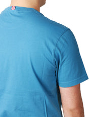 T-SHIRT UOMO MC 2 SAINT BARTH DOVER CELESTE GIROCOLLO CON RICAMO LOGO IN TONO SULLA MANICA