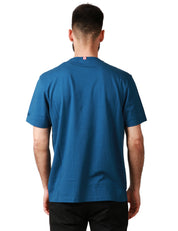 T-SHIRT UOMO MC 2 SAINT BARTH BLU IN JERSEY DI COTONE CON RICAMO LOGO SULLA MANICA