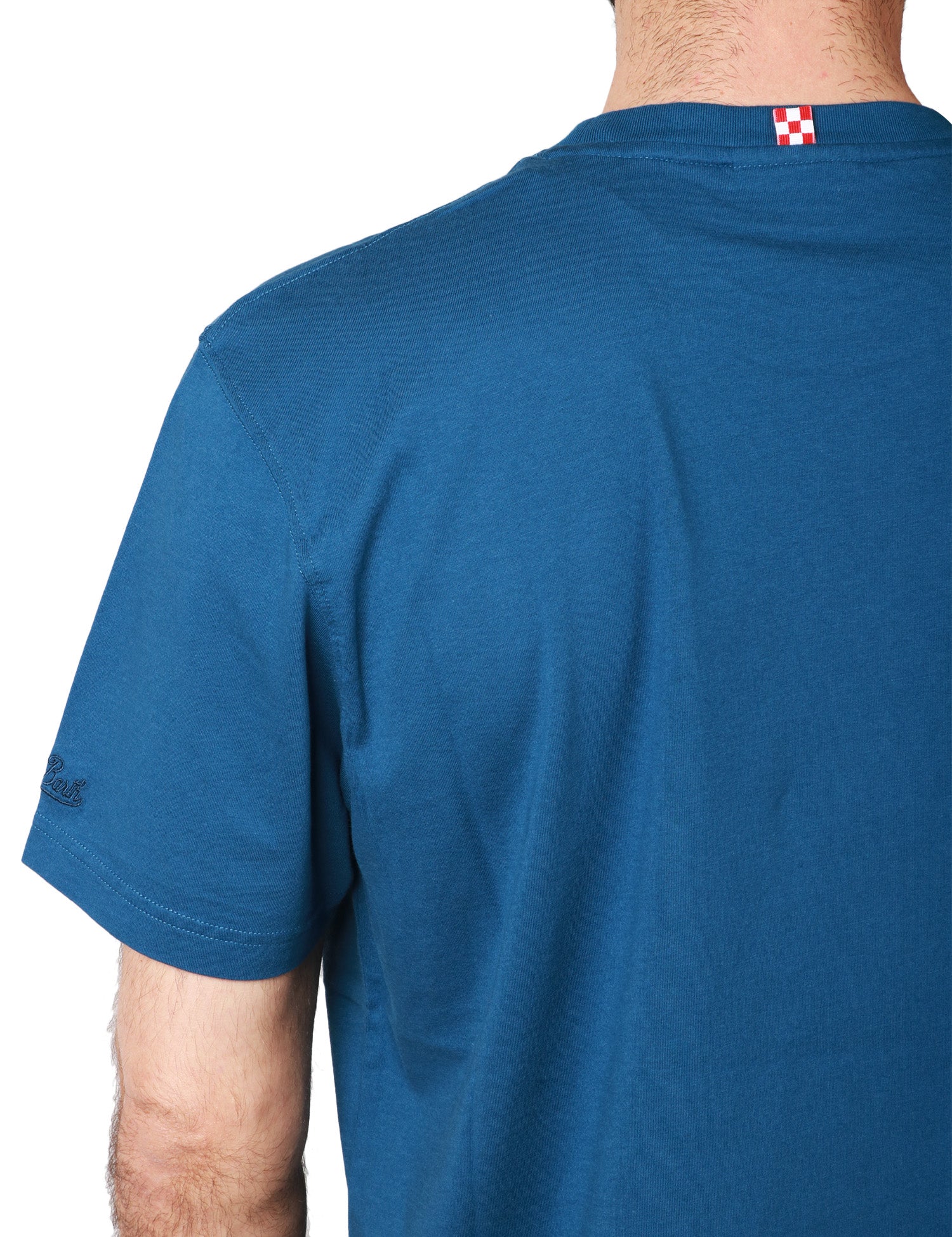 T-SHIRT UOMO MC 2 SAINT BARTH BLU IN JERSEY DI COTONE CON RICAMO LOGO SULLA MANICA