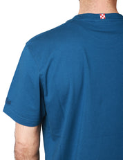 T-SHIRT UOMO MC 2 SAINT BARTH BLU IN JERSEY DI COTONE CON RICAMO LOGO SULLA MANICA