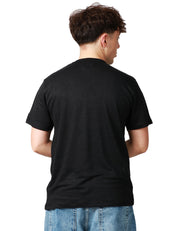 T-SHIRT UOMO MC 2 SAINT BARTH ECSTASEA NERA IN LINO CON RICAMO LOGO SULLA MANICA