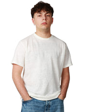 T-SHIRT UOMO MC 2 SAINT BARTH BIANCA ECSTASEA GIROCOLLO IN LINO CON RICAMO LOGO SULLA MANICA