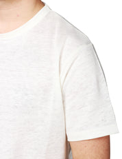 T-SHIRT UOMO MC 2 SAINT BARTH BIANCA ECSTASEA GIROCOLLO IN LINO CON RICAMO LOGO SULLA MANICA