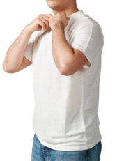T-SHIRT UOMO MC 2 SAINT BARTH BIANCA ECSTASEA GIROCOLLO IN LINO CON RICAMO LOGO SULLA MANICA