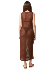 ABITO DONNA MC2 SAINT BARTH EILEEN MARRONE LUNGO GIROMANICA IN RETE CROCHET