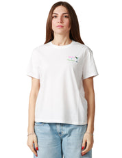 T-SHIRT DONNA MC2 SAINT BARTH BIANCA IN JERSEY CON RICAMO SUL CUORE "BIKINI & MARTINI"