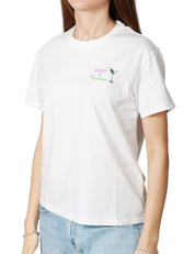 T-SHIRT DONNA MC2 SAINT BARTH BIANCA IN JERSEY CON RICAMO SUL CUORE "BIKINI & MARTINI"