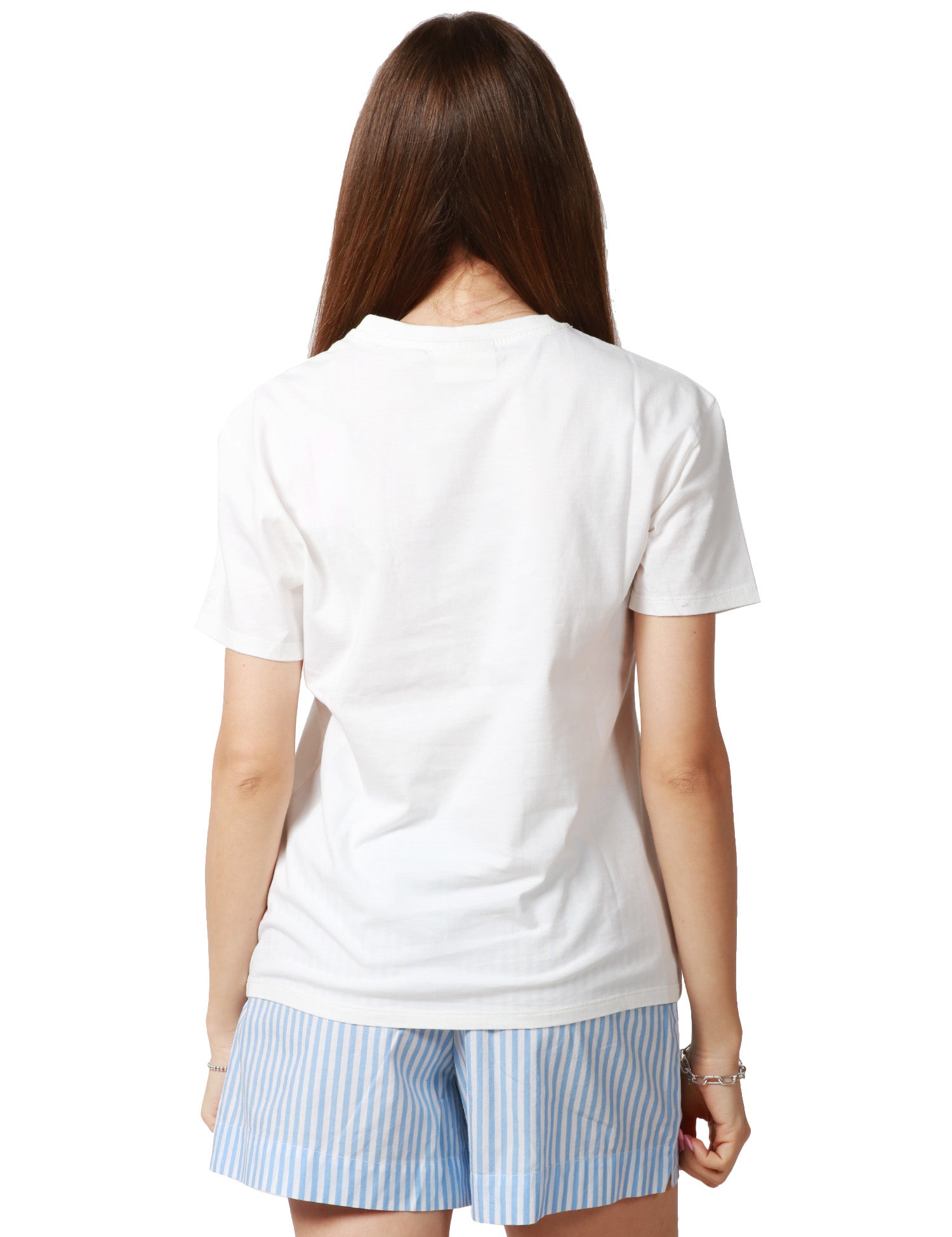 T-SHIRT DONNA MC2 SAINT MARTH EMILIE BIANCA CON SCRITTA "DI SOLARE HO SOLO LA CREMA" E RICAMO LOGO SULLA MANICA