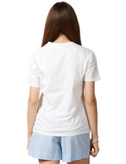T-SHIRT DONNA MC2 SAINT MARTH EMILIE BIANCA CON SCRITTA "DI SOLARE HO SOLO LA CREMA" E RICAMO LOGO SULLA MANICA