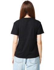 T-SHIRT DONNA MC2 SAINT BARTH NERA GIROCOLLO IN JERSEY CON SCRITTA SUL CUORE "SONO NERA"