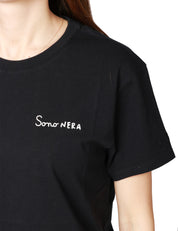 T-SHIRT DONNA MC2 SAINT BARTH NERA GIROCOLLO IN JERSEY CON SCRITTA SUL CUORE "SONO NERA"