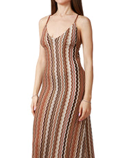 ABITO DONNA MC2 SAINT BARTH EYDIS MARRONE A MOTIVO CHEVRON IN MAGLIA RASCHEL CON SCOLLO A V