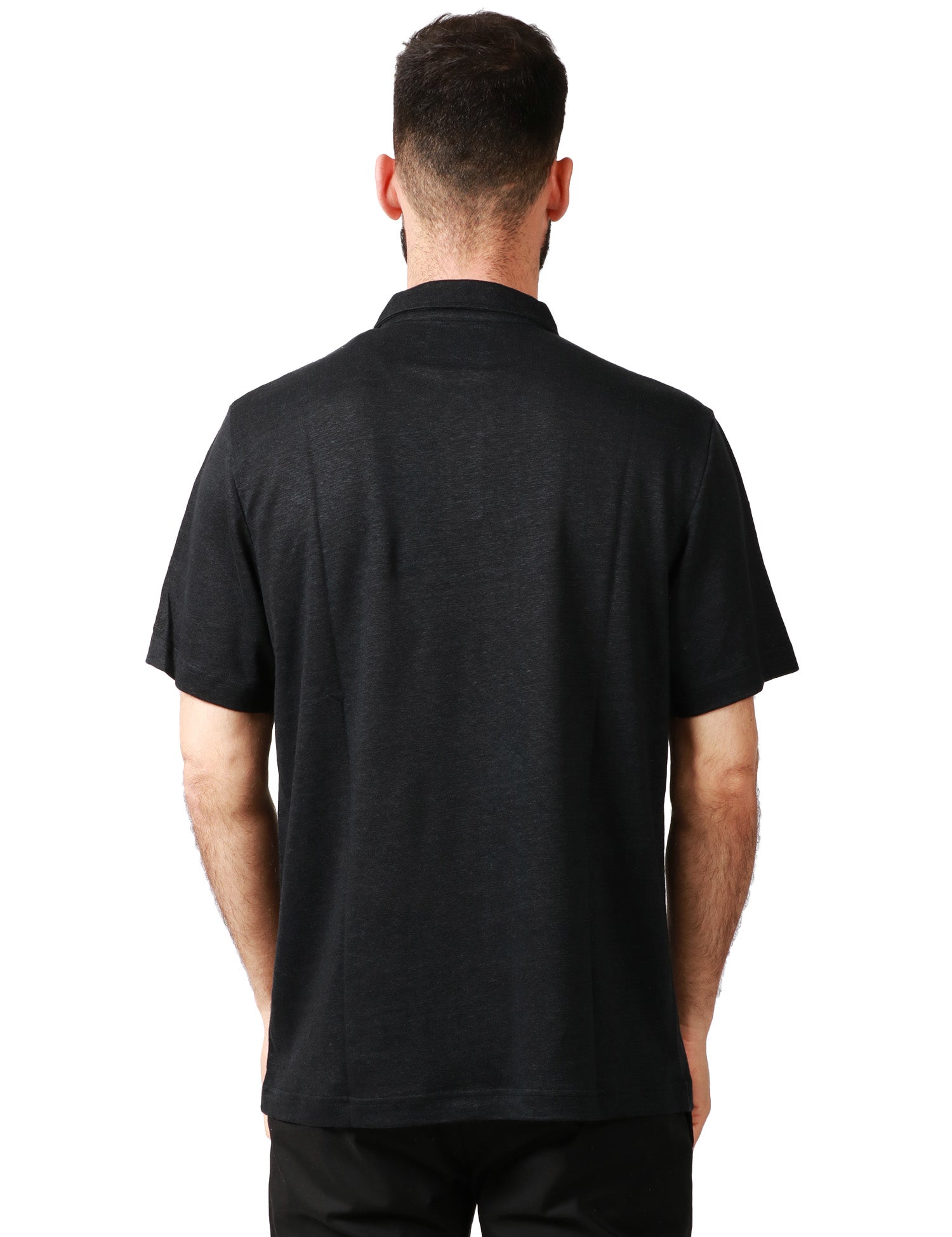 POLO UOMO MC 2 SAINT BARTH FRASER NERA SENZA BOTTONI 100%LINO
