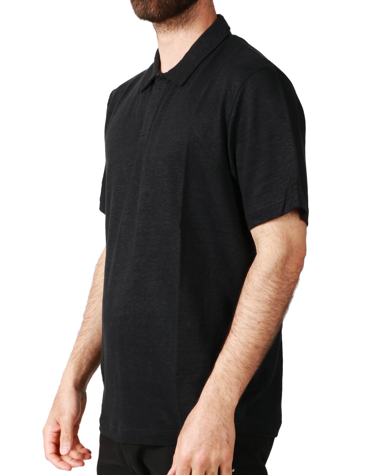 POLO UOMO MC 2 SAINT BARTH FRASER NERA SENZA BOTTONI 100%LINO