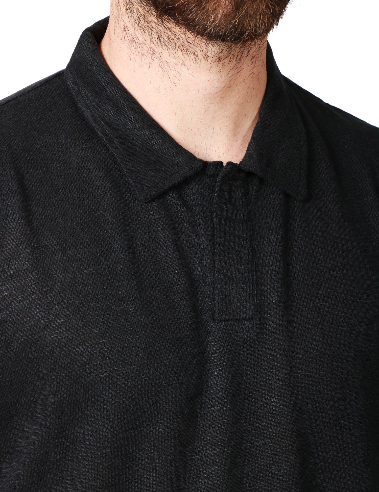 POLO UOMO MC 2 SAINT BARTH FRASER NERA SENZA BOTTONI 100%LINO