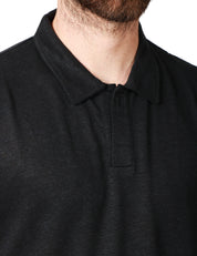 POLO UOMO MC 2 SAINT BARTH FRASER NERA SENZA BOTTONI 100%LINO