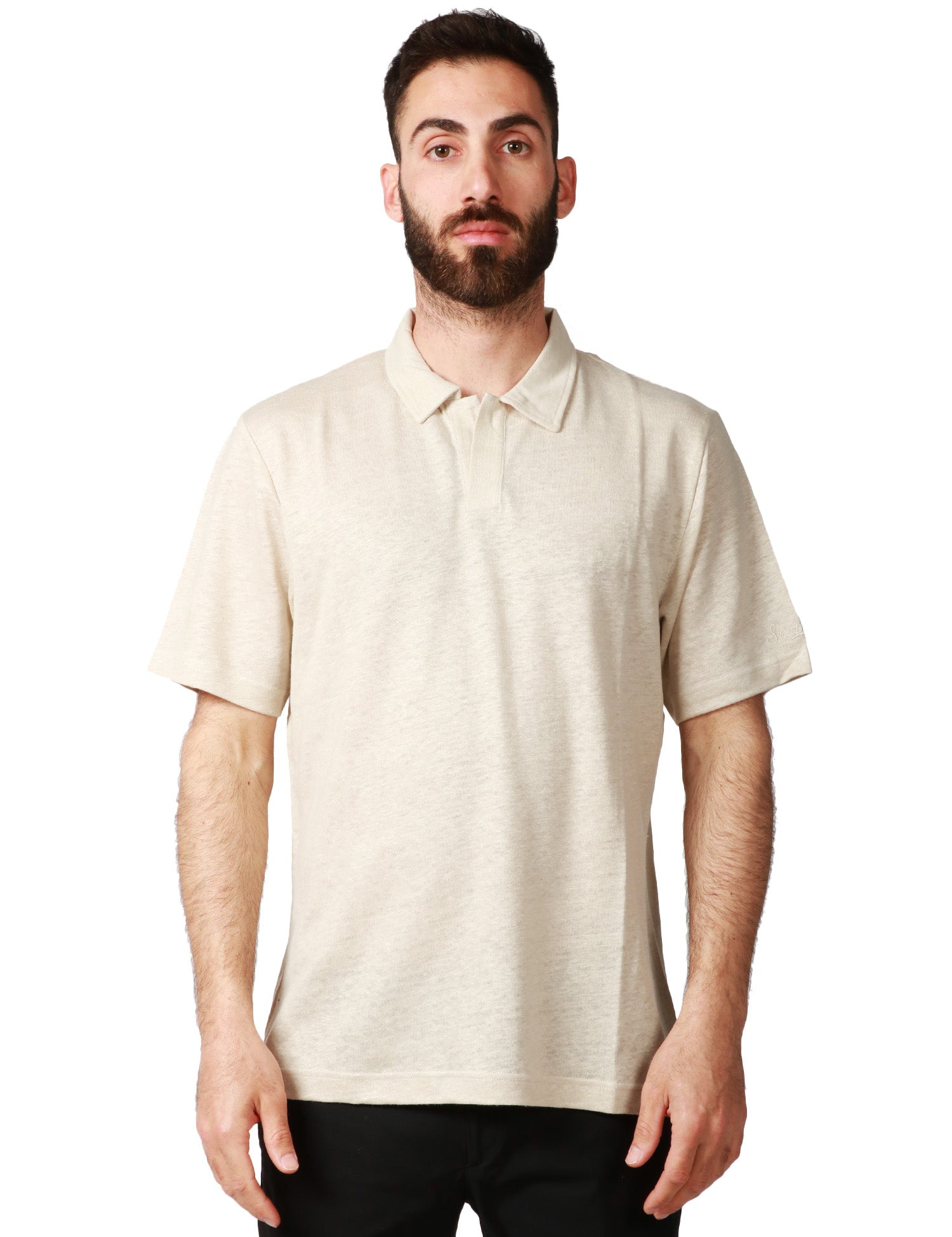 POLO UOMO MC 2 SAINT BARTH FRASER GRAIN A MEZZA MANICA SENZA BOTTONI 100%LINO