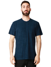 T-SHIRT UOMO MC 2 SAINT BARTH GARY BLU NAVI IN SPUGNA LEGGERA CON RICAMO LOGO SUL PETTO
