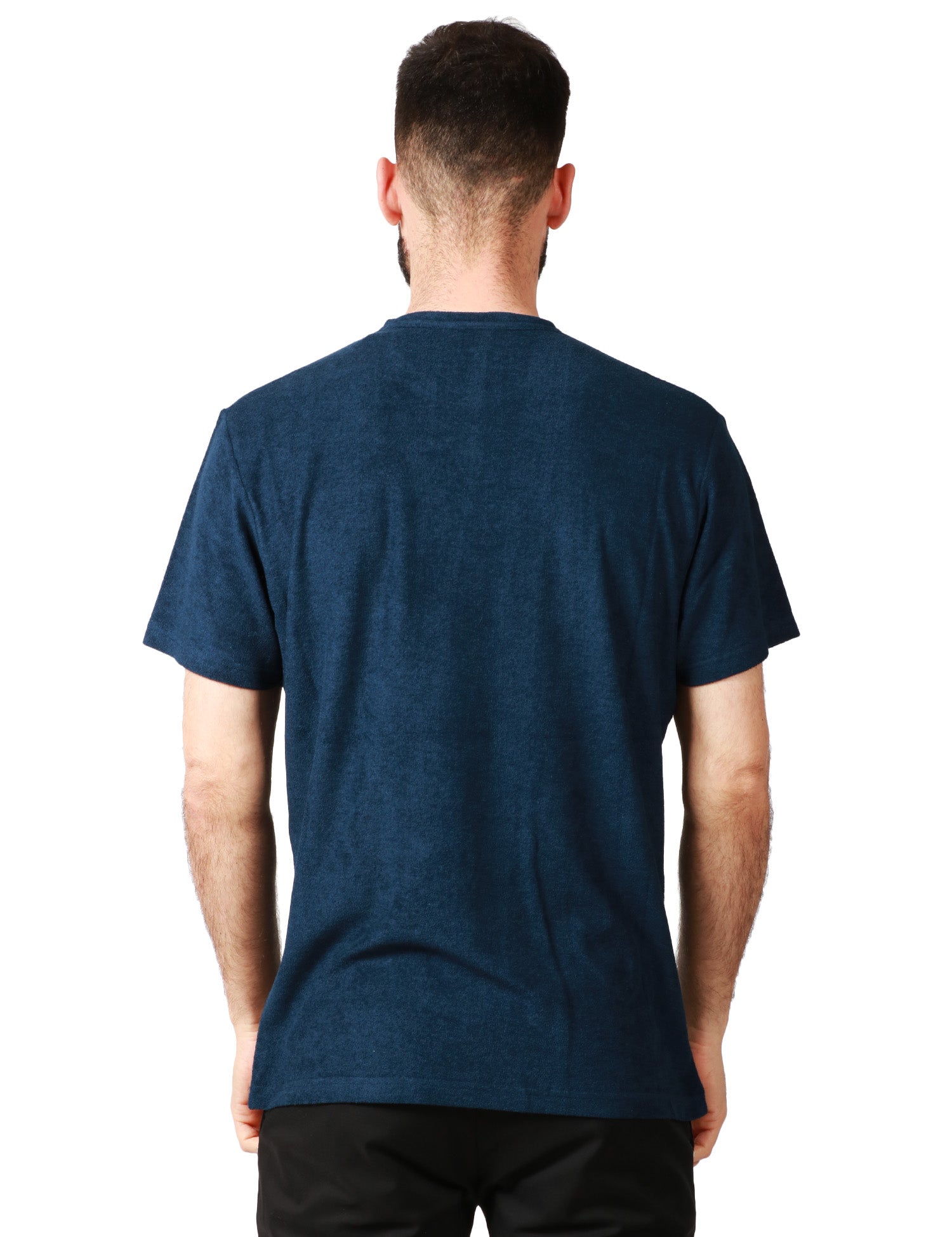 T-SHIRT UOMO MC 2 SAINT BARTH GARY BLU NAVI IN SPUGNA LEGGERA CON RICAMO LOGO SUL PETTO