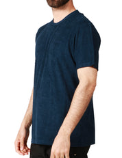 T-SHIRT UOMO MC 2 SAINT BARTH GARY BLU NAVI IN SPUGNA LEGGERA CON RICAMO LOGO SUL PETTO