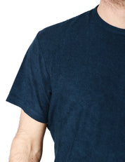 T-SHIRT UOMO MC 2 SAINT BARTH GARY BLU NAVI IN SPUGNA LEGGERA CON RICAMO LOGO SUL PETTO