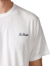 T-SHIRT UOMO MC 2 SAINT BARTH GARY BIANCA IN TESSUTO DI SPUGNA LEGGERO CON RICAMO LOGO SUL PETTO