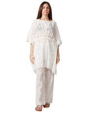 CAFTANO DONNA MC 2 SAINT BARTH IRIA BIANCO IN PIZZO SANGALLO CON MANICHE A PONCHO