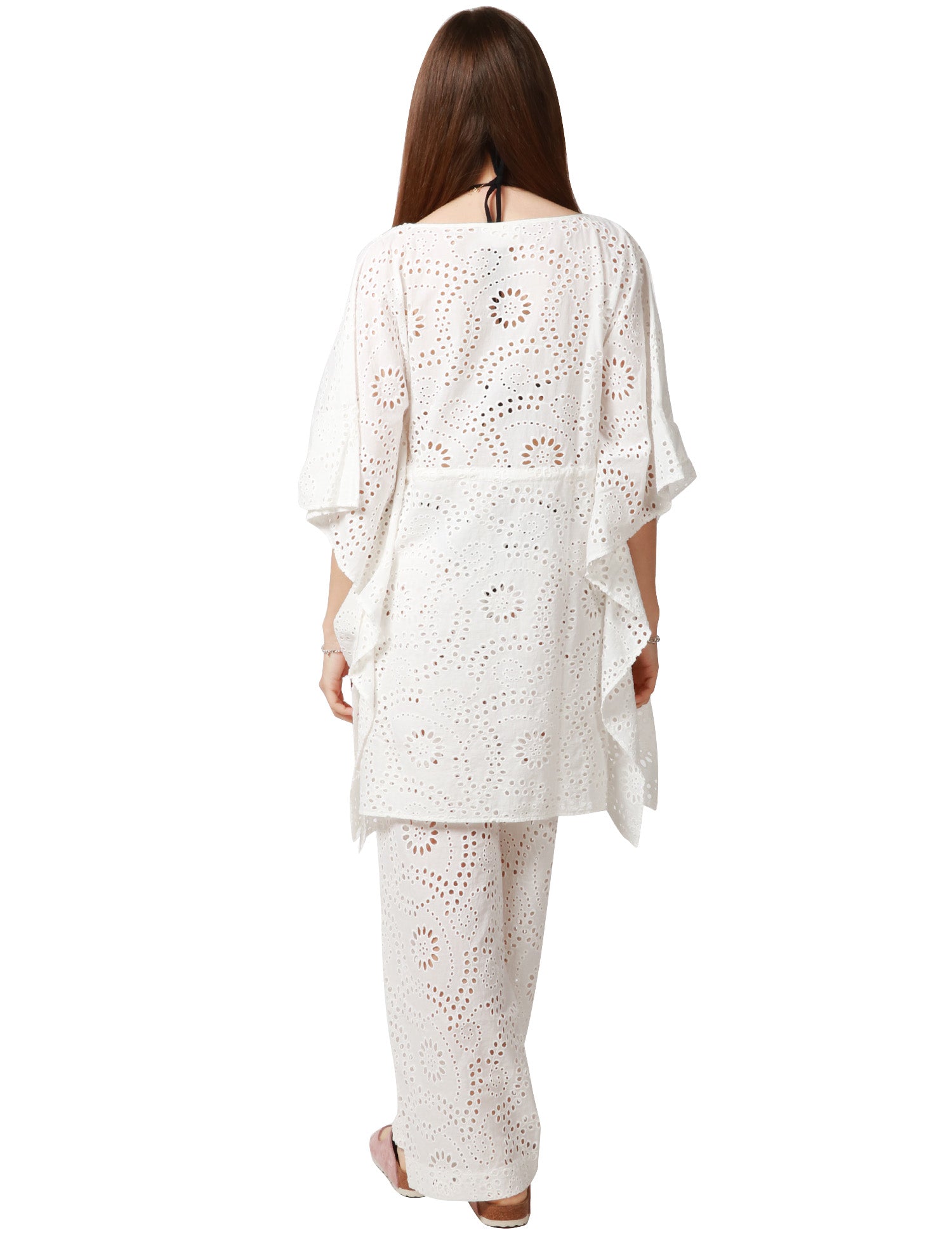CAFTANO DONNA MC 2 SAINT BARTH IRIA BIANCO IN PIZZO SANGALLO CON MANICHE A PONCHO