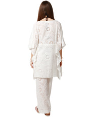 CAFTANO DONNA MC 2 SAINT BARTH IRIA BIANCO IN PIZZO SANGALLO CON MANICHE A PONCHO