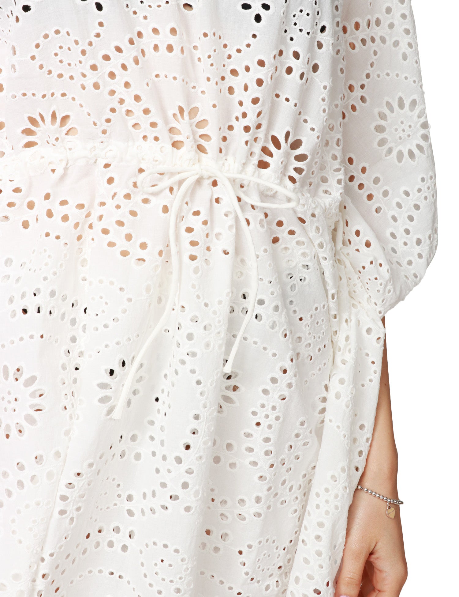CAFTANO DONNA MC 2 SAINT BARTH IRIA BIANCO IN PIZZO SANGALLO CON MANICHE A PONCHO