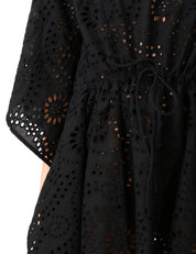 CAFTANO DONNA MC2 SAINT BARTH IRIA NERO IN PIZZO SANGALLO CON MANICA A PONCHO 100% COTONE