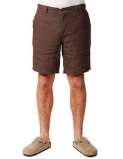 BERMUDA UOMO MC 2 SAINT BARTH ISCHIA BROWN IN LINO CON RICAMO LOGO POSTERIORE