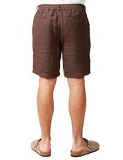 BERMUDA UOMO MC 2 SAINT BARTH ISCHIA BROWN IN LINO CON RICAMO LOGO POSTERIORE