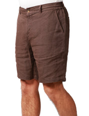 BERMUDA UOMO MC 2 SAINT BARTH ISCHIA BROWN IN LINO CON RICAMO LOGO POSTERIORE