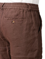 BERMUDA UOMO MC 2 SAINT BARTH ISCHIA BROWN IN LINO CON RICAMO LOGO POSTERIORE