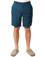 BERMUDA UOMO MC 2 SAINT BARTH ISCHIA BLU IN LINO CON RICAMO LOGO POSTERIORE
