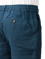 BERMUDA UOMO MC 2 SAINT BARTH ISCHIA BLU IN LINO CON RICAMO LOGO POSTERIORE