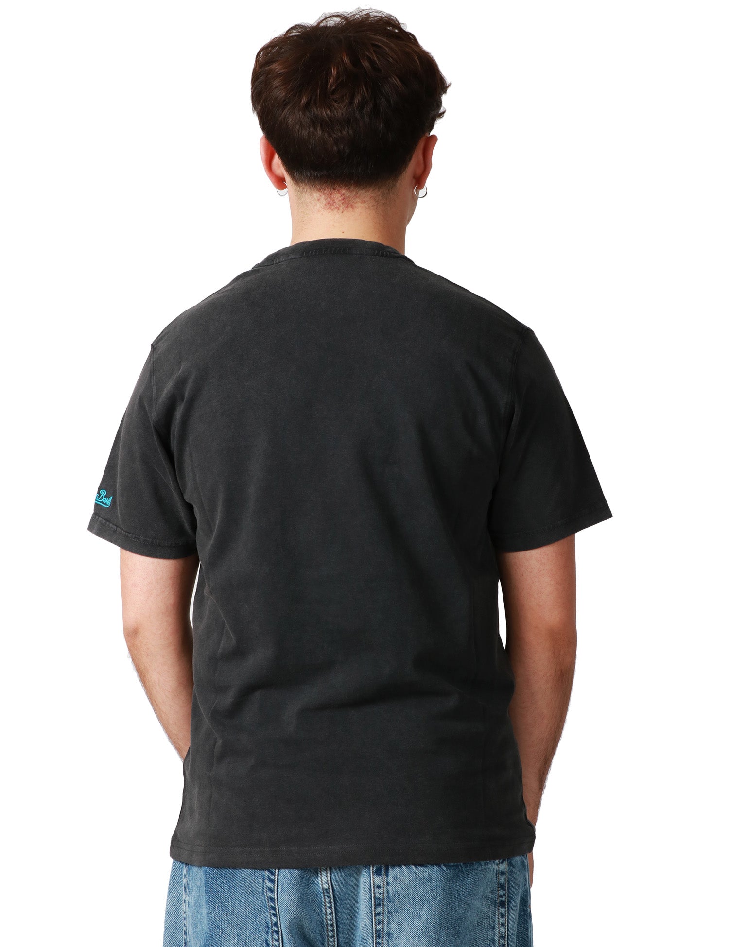 T-SHIRT UOMO MC 2 SAINT BARTH JACK NERA CON RICAMO "CAMPIONE DI WINE SURF"