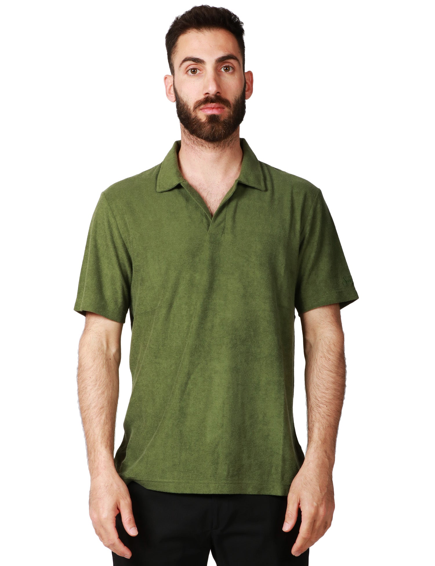 POLO UOMO MC 2 SAINT BARTH JEREMY MILITARE A MEZZA MANICA IN TESSUTO TERRY ULTRALEGGERO