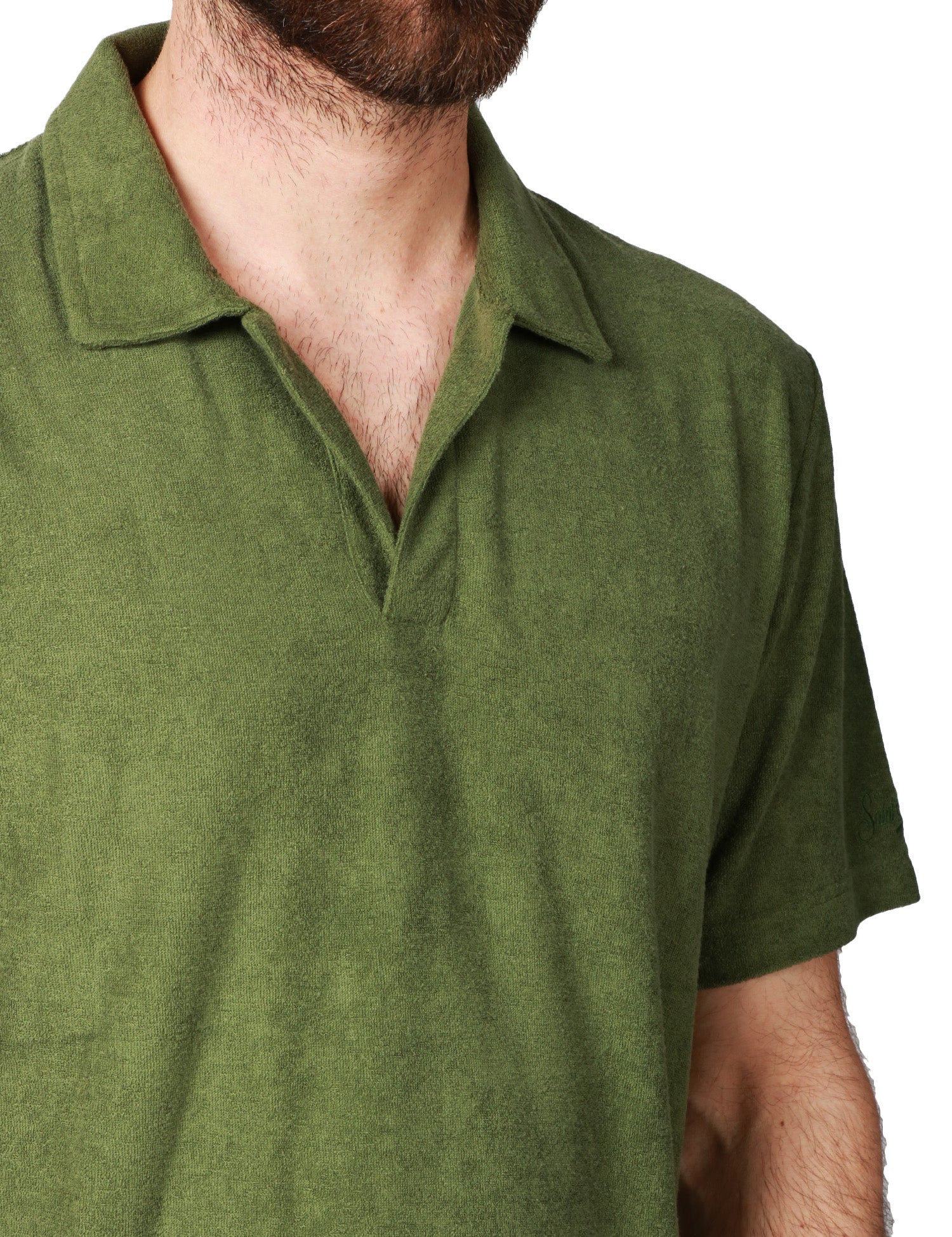 POLO UOMO MC 2 SAINT BARTH JEREMY MILITARE A MEZZA MANICA IN TESSUTO TERRY ULTRALEGGERO