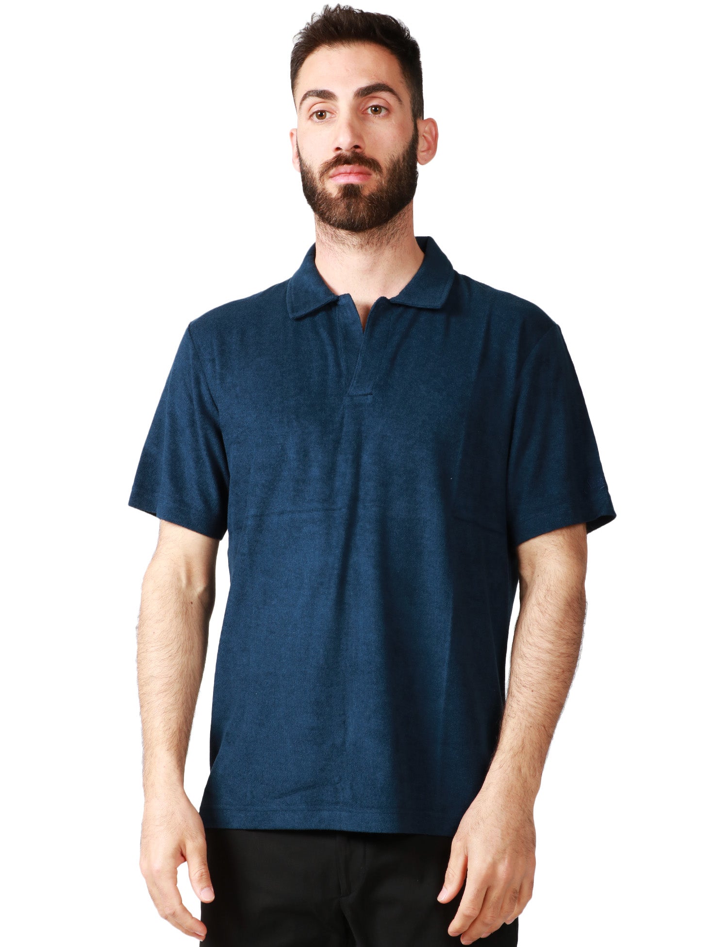 POLO UOMO MC 2 SAINT BARTH JEREMY BLU A MEZZA MANICA IN TESSUTO TERRY CON RICAMO LOGO SULLA MANICA