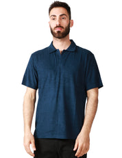 POLO UOMO MC 2 SAINT BARTH JEREMY BLU A MEZZA MANICA IN TESSUTO TERRY CON RICAMO LOGO SULLA MANICA