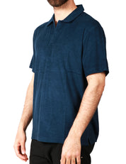 POLO UOMO MC 2 SAINT BARTH JEREMY BLU A MEZZA MANICA IN TESSUTO TERRY CON RICAMO LOGO SULLA MANICA