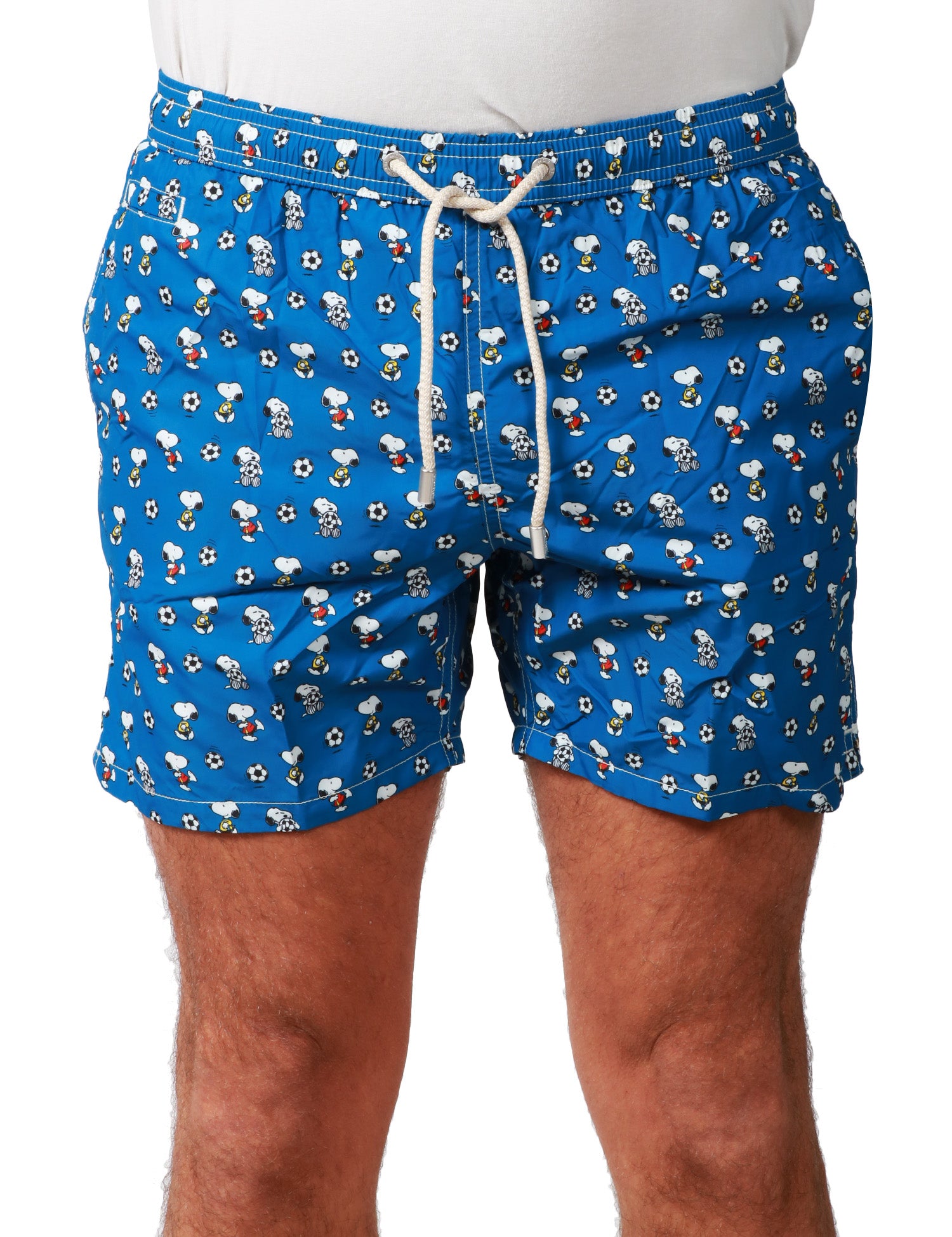 COSTUME MARE UOMO MC 2 SAINT BARTH BLU CON STAMPA SNOOPY SOCCER IN TESSUTO LEGGERO