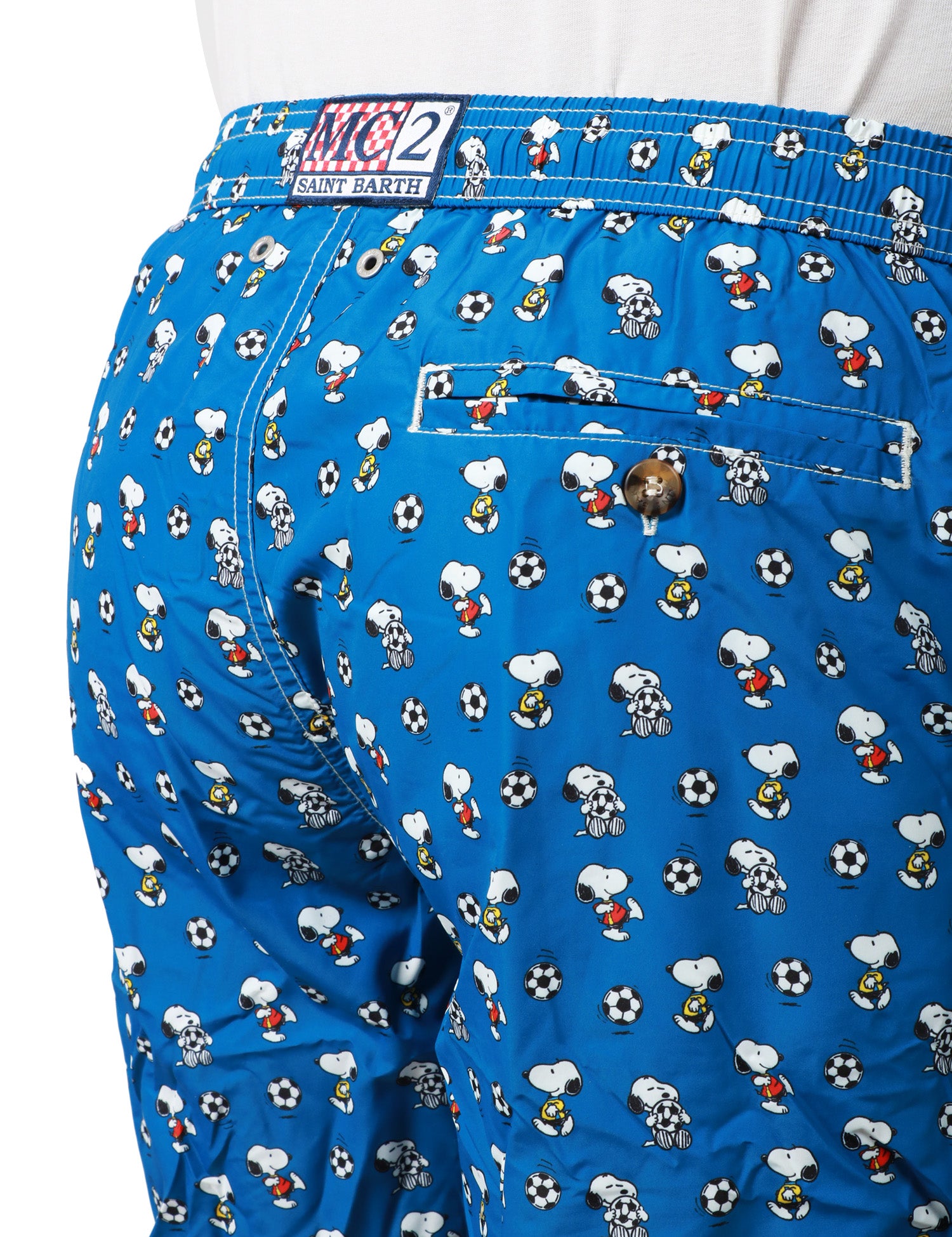 COSTUME MARE UOMO MC 2 SAINT BARTH BLU CON STAMPA SNOOPY SOCCER IN TESSUTO LEGGERO