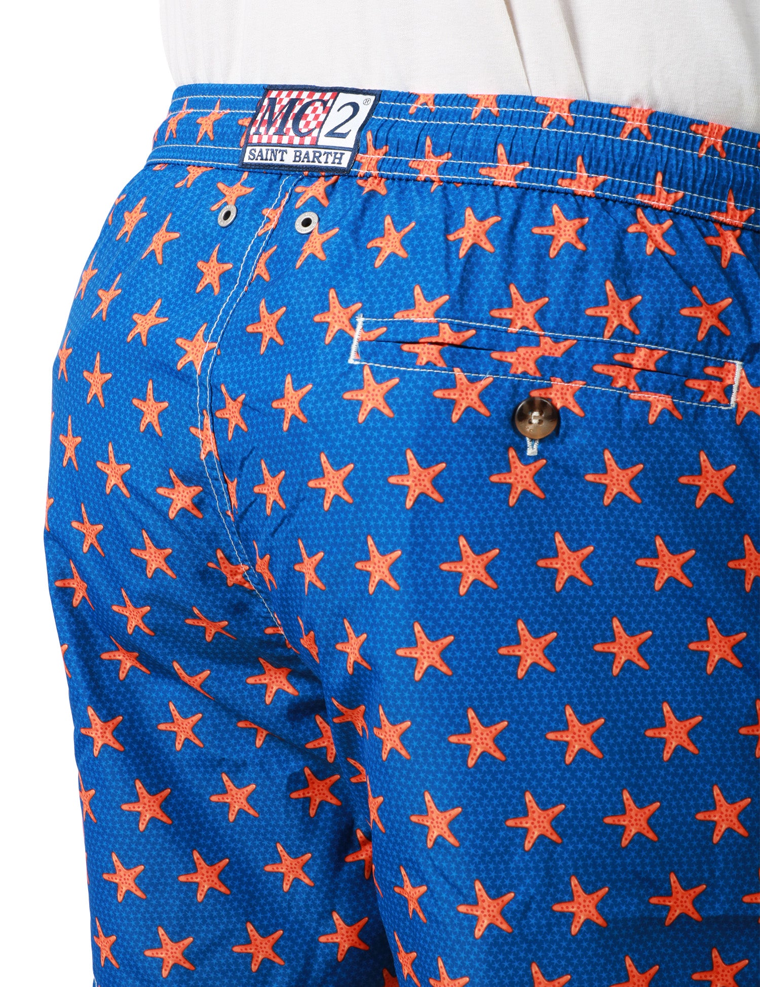 COSTUME MARE UOMO MC 2 SAINT BARTH BLU CON STAMPA STELLE MARINE IN TESSUTO LEGGERO