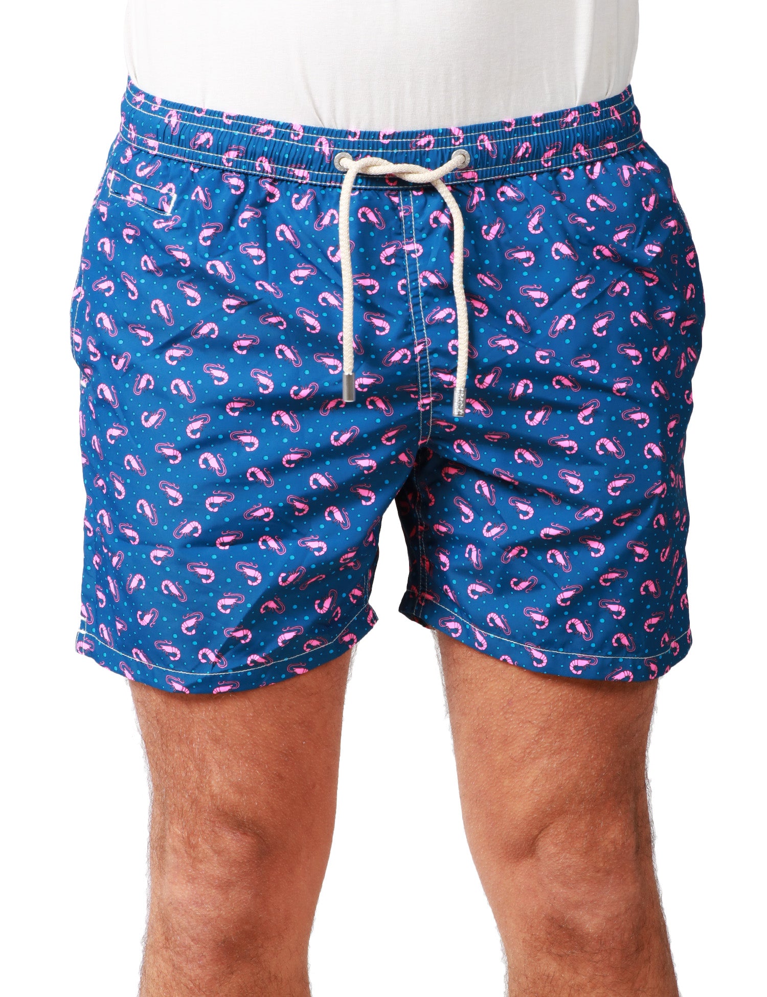 COSTUME MARE UOMO MC 2 SAINT BARTH BLU CON STAMPA GAMBERETTI IN TESSUTO LEGGERO