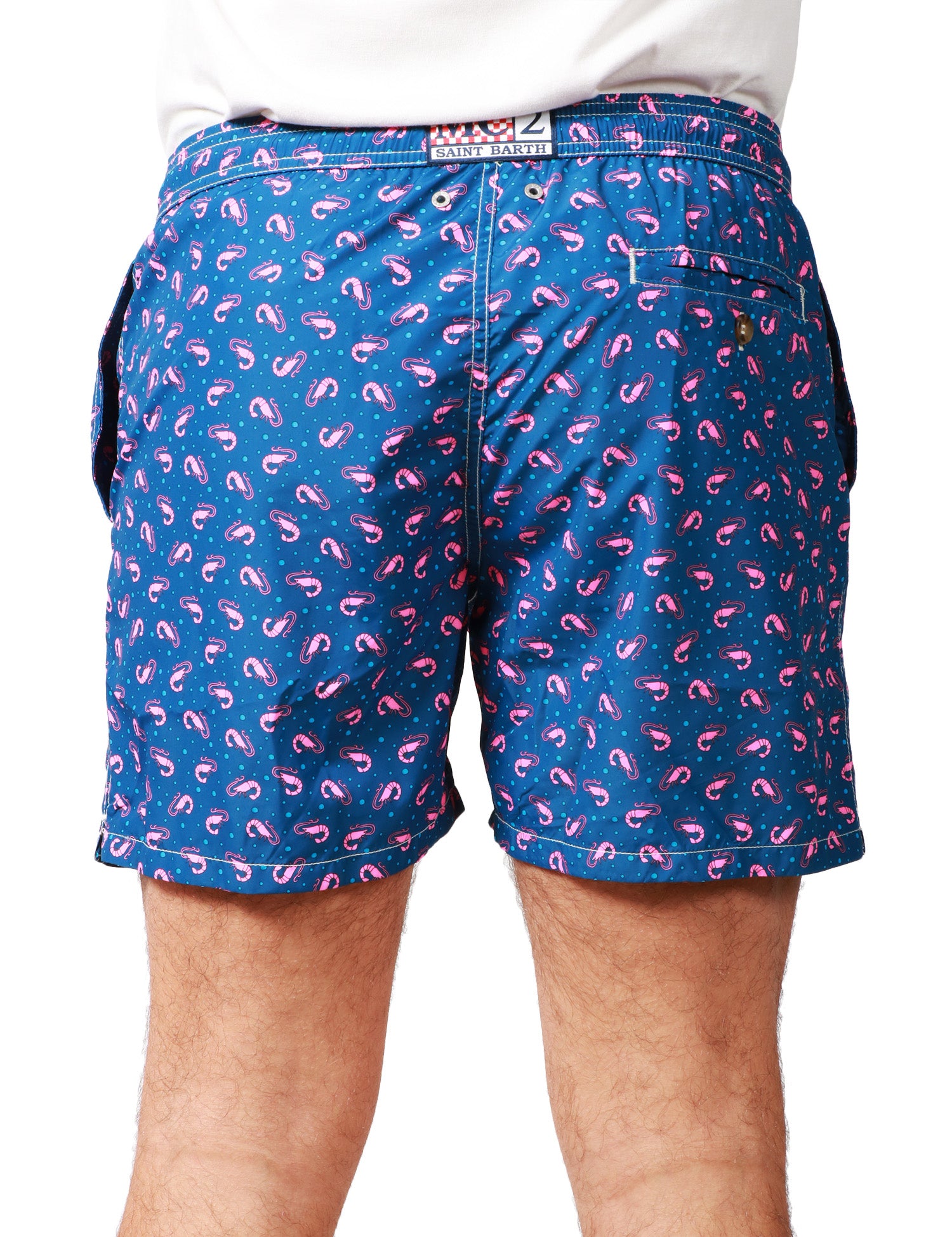 COSTUME MARE UOMO MC 2 SAINT BARTH BLU CON STAMPA GAMBERETTI IN TESSUTO LEGGERO